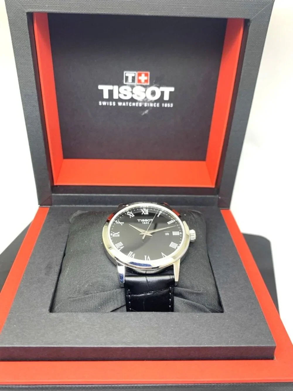 Tissot Men's Watch T1294101605300 Swiss Quartz Black Dial Leather Strap 42mm